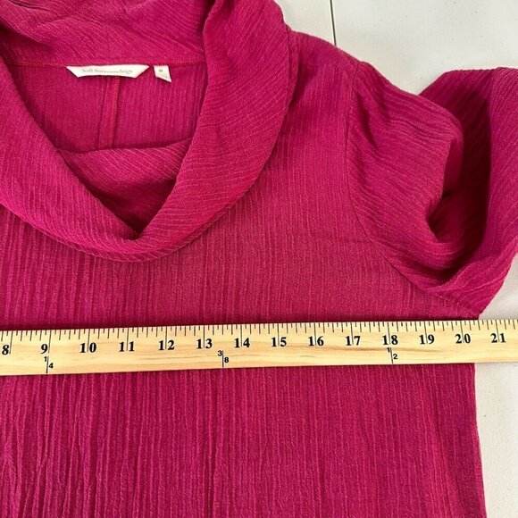 Soft Surroundings Everly Gauze Midi Dress Cowl Neck Berry Size M Roll tab Sleeve - Picture 8 of 10